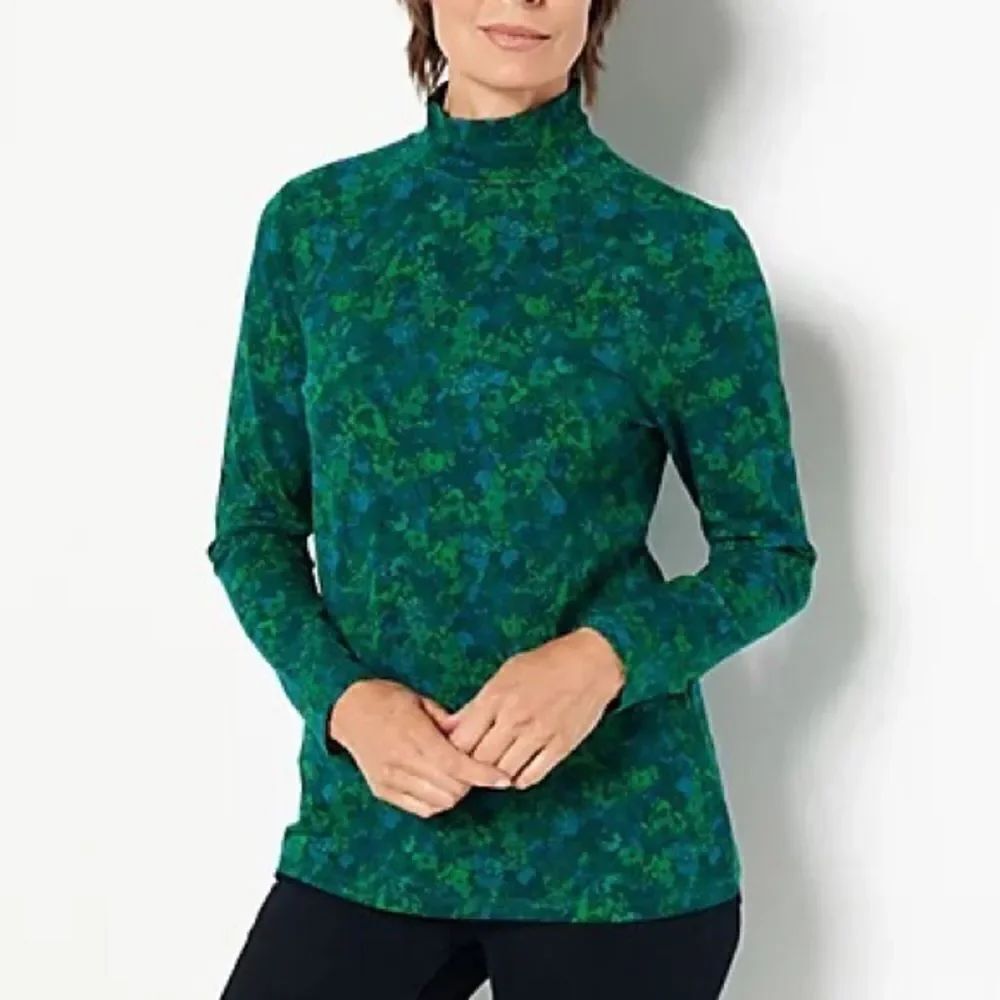Isaac Mizrahi Live! Printed Mock Neck Top